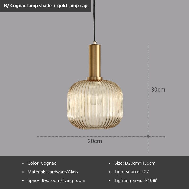 Lyra Fluted Glass Pendant Lights for Nordic Kitchen and Bedroom Ambience