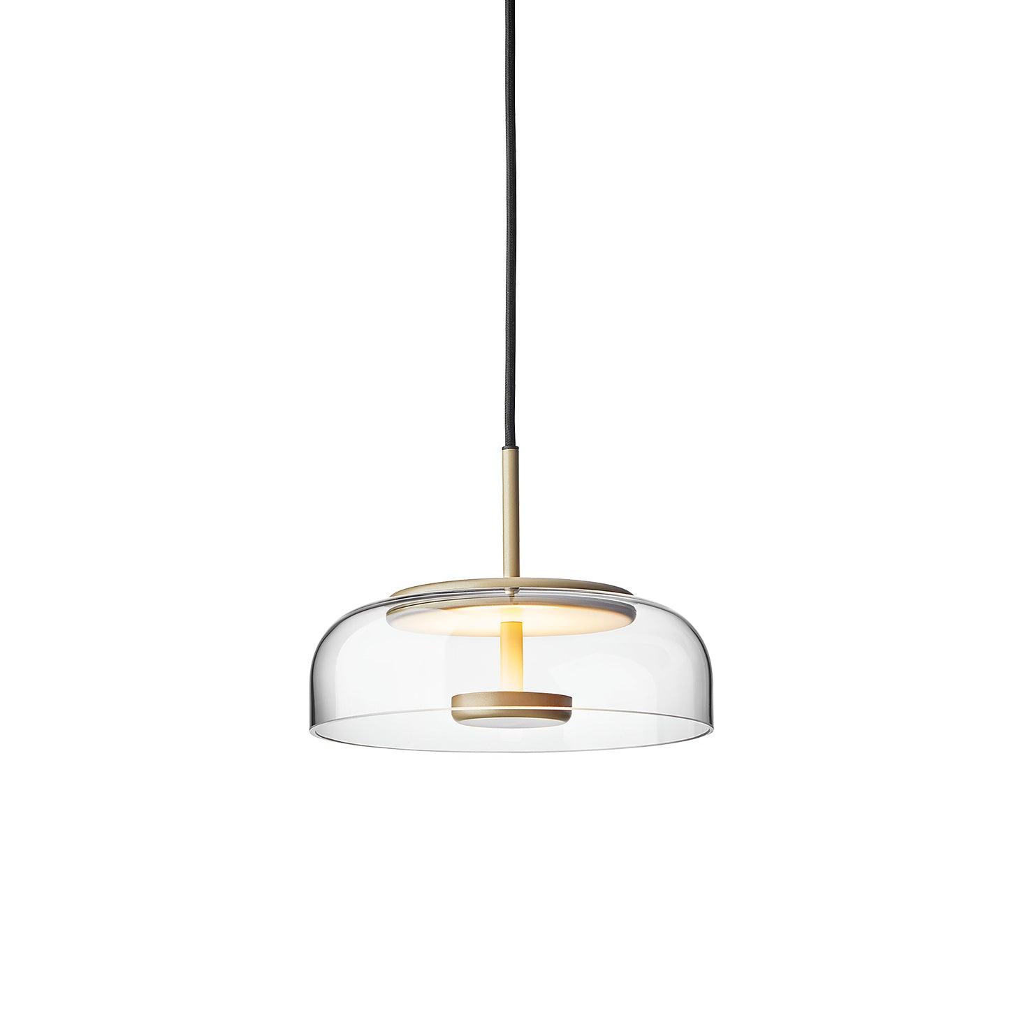 Lumira Solar LED Pendant Light in Brass and Glass with Warm Glow