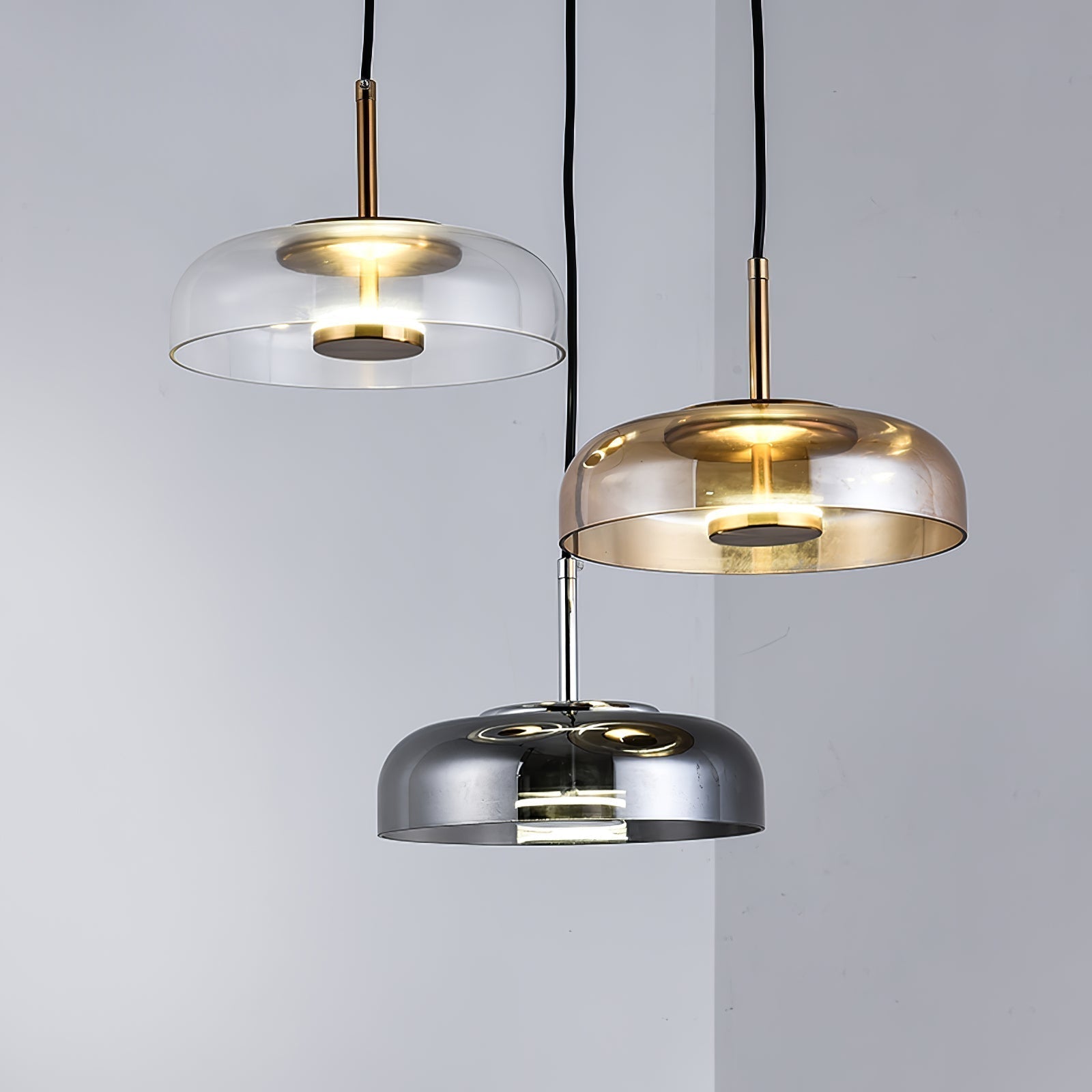 Lumira Solar LED Pendant Light in Brass and Glass with Warm Glow