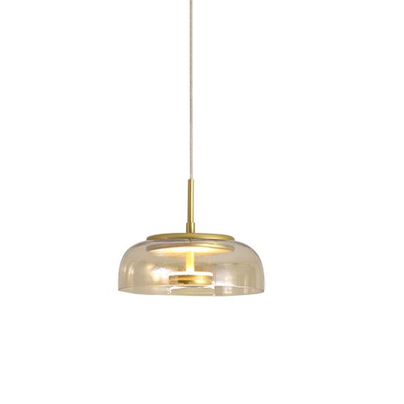Lumira Solar LED Pendant Light in Brass and Glass with Warm Glow