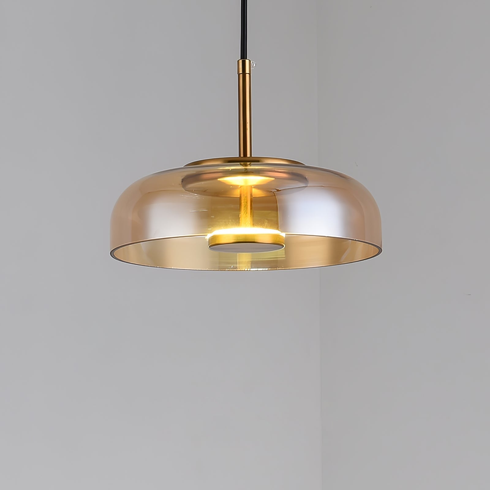 Lumira Solar LED Pendant Light in Brass and Glass with Warm Glow