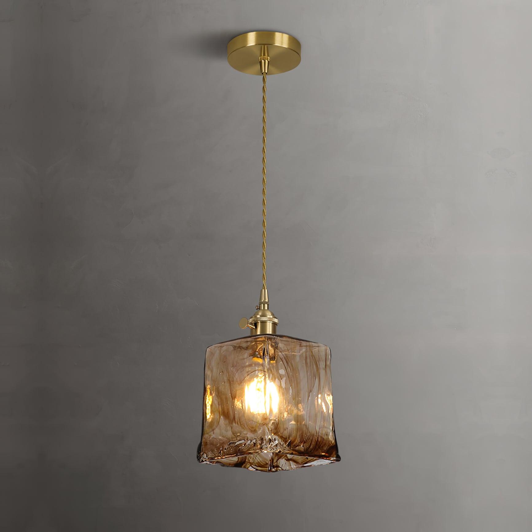 Gold Accented Vintage Brown Glass Pendant Light For Cozy Ambience