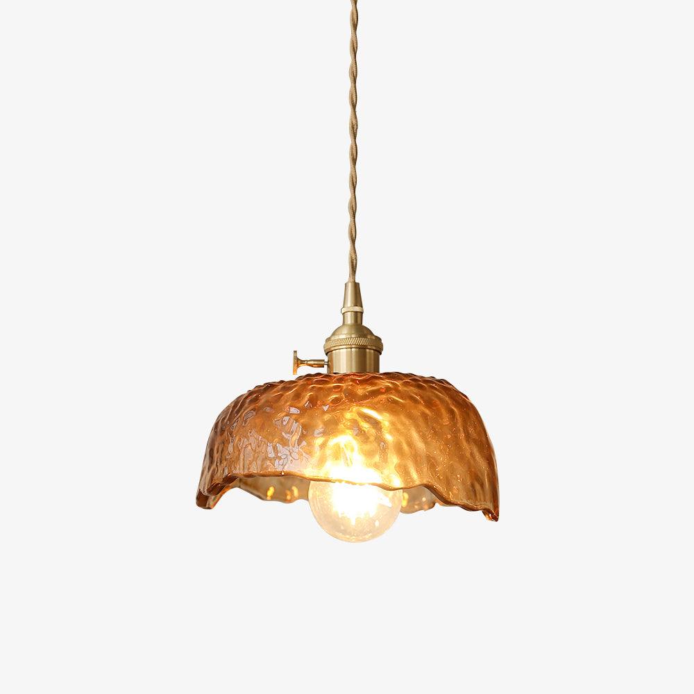 Gold Accented Vintage Brown Glass Pendant Light For Cozy Ambience