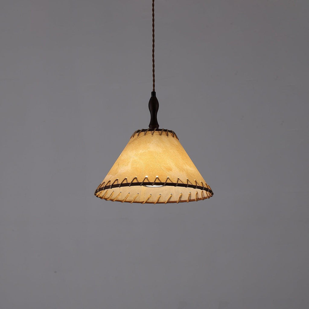 Wood and Fabric Pendant Light Featuring Natural Warm Glow