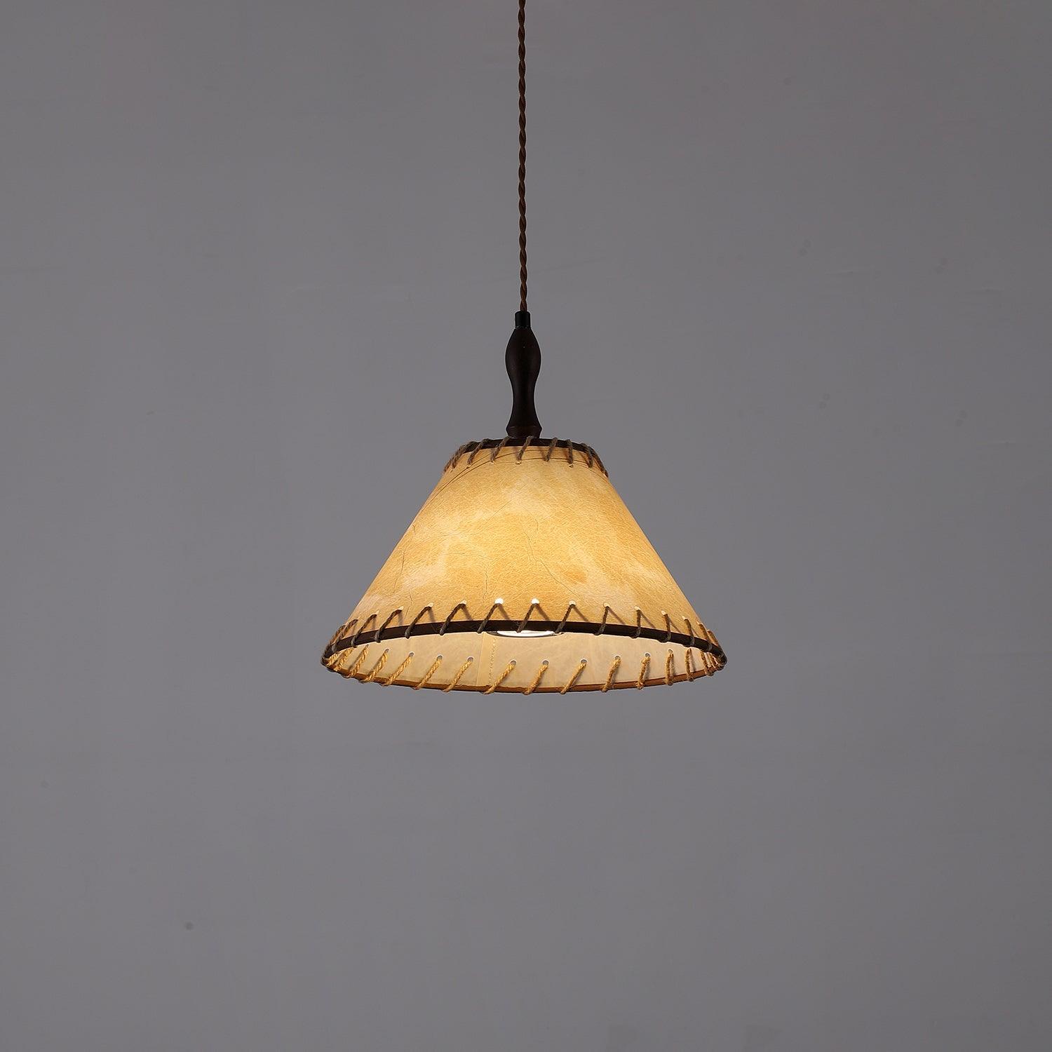Wood and Fabric Pendant Light Featuring Natural Warm Glow