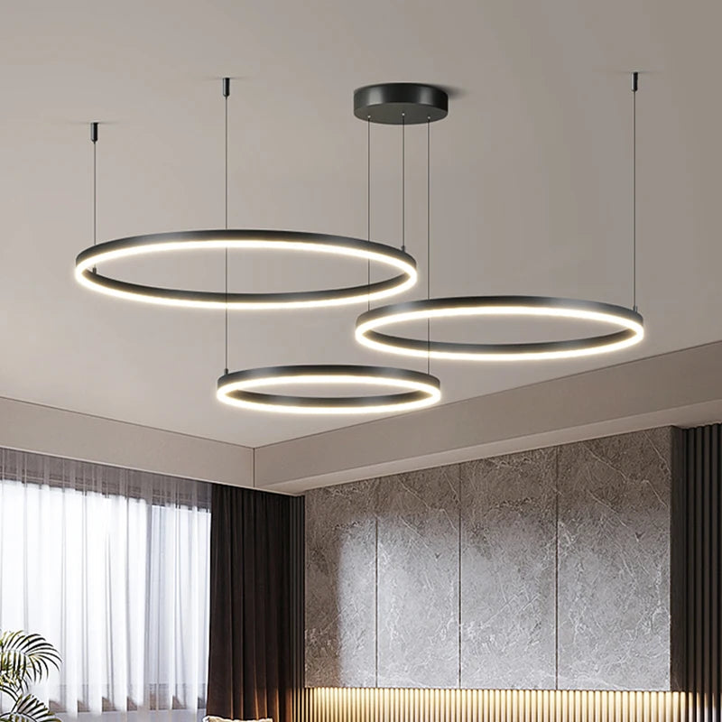 NovaRell Black and Gold Pendant Light with Elegant Ring Design