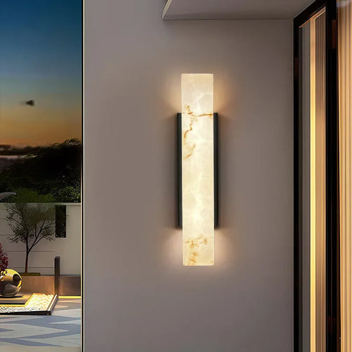 Asteros Outdoor Marble Wall Light with Brushed Stainless Steel Finish IP65