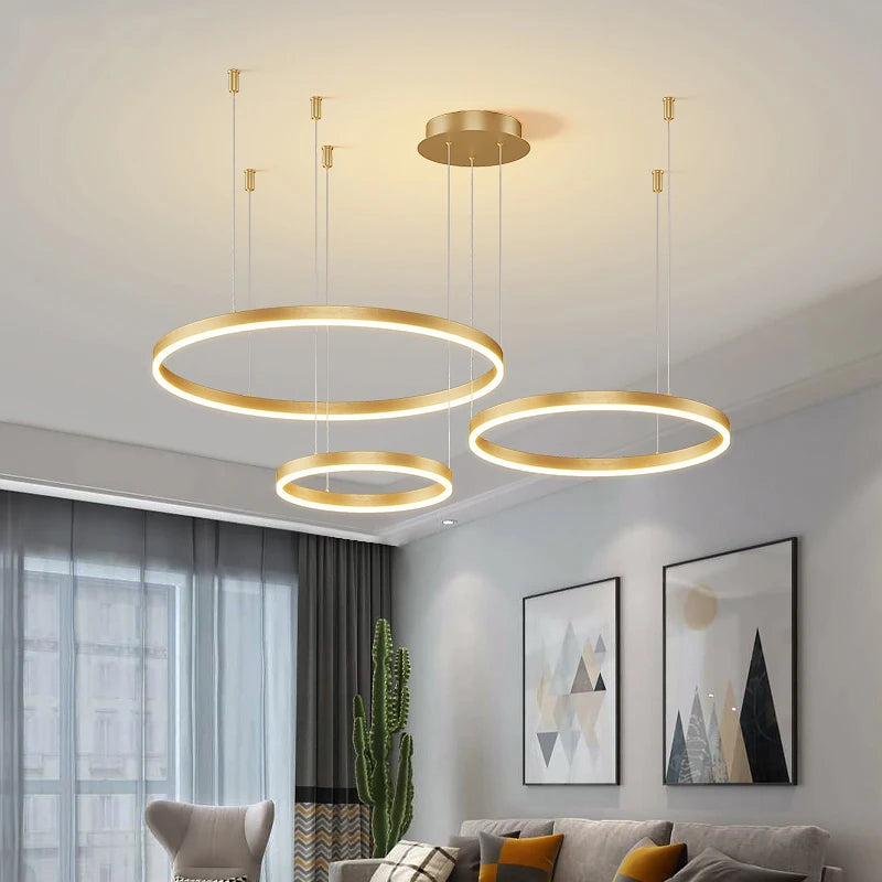 NovaRell Black and Gold Pendant Light with Elegant Ring Design
