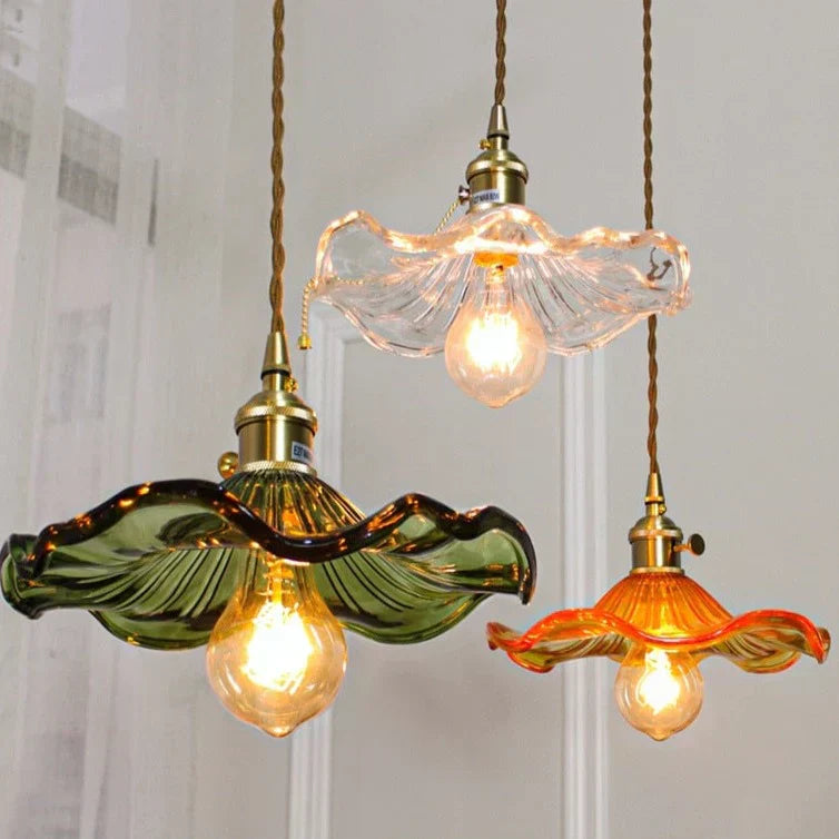 Lyra Glass Pendant Lights With Nordic Floral Motifs