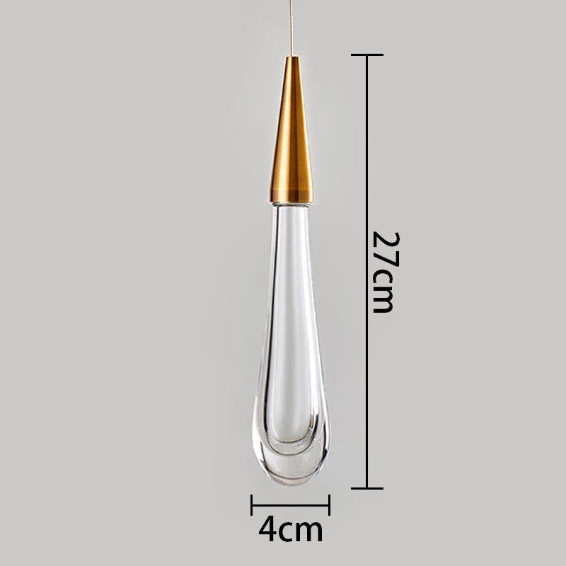 Auric Golden Droplet Pendant Lights with Crystal Finish