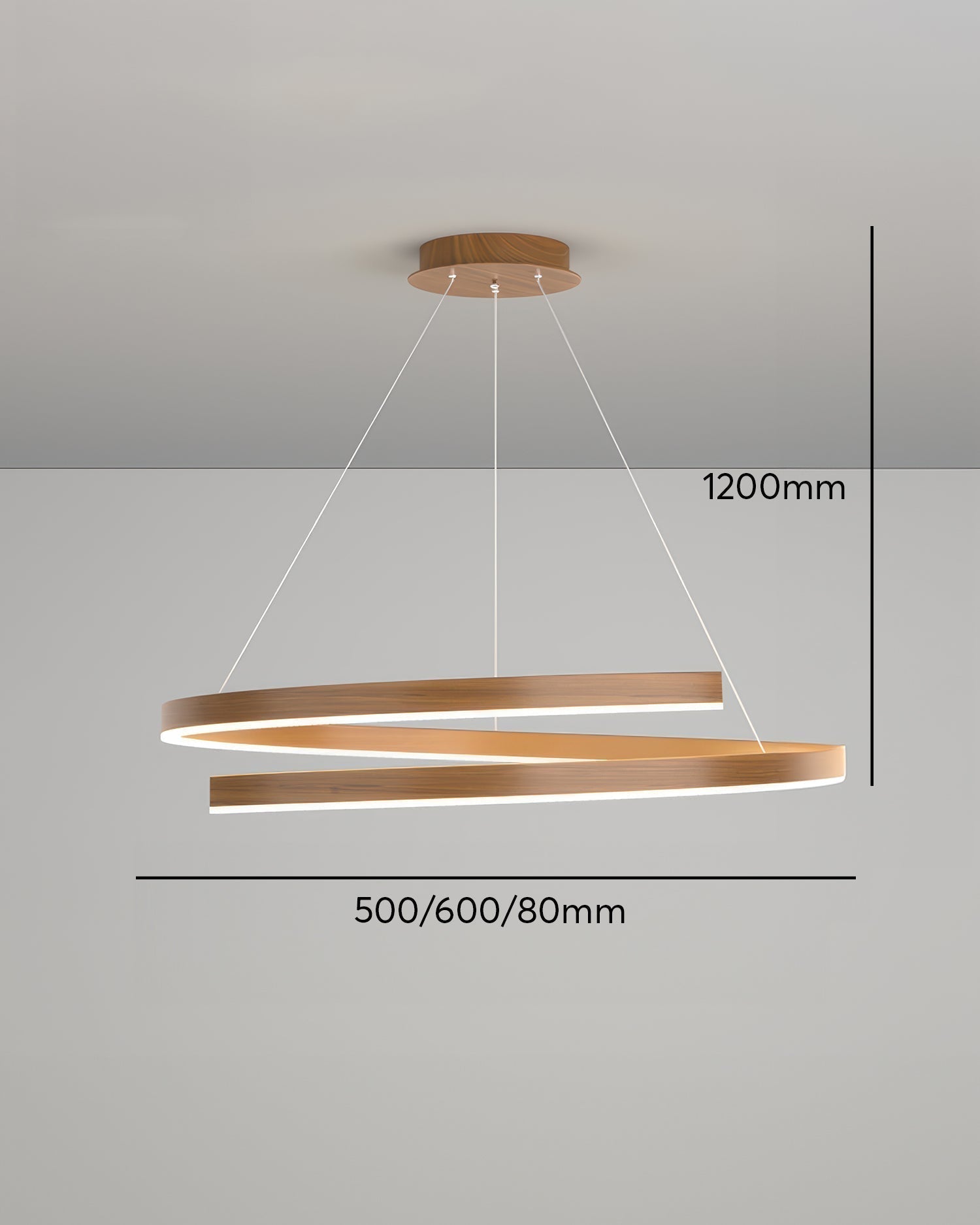 Kairo Mahogany-Style Chandelier With Adjustable Angles And Aluminum Woodgrain