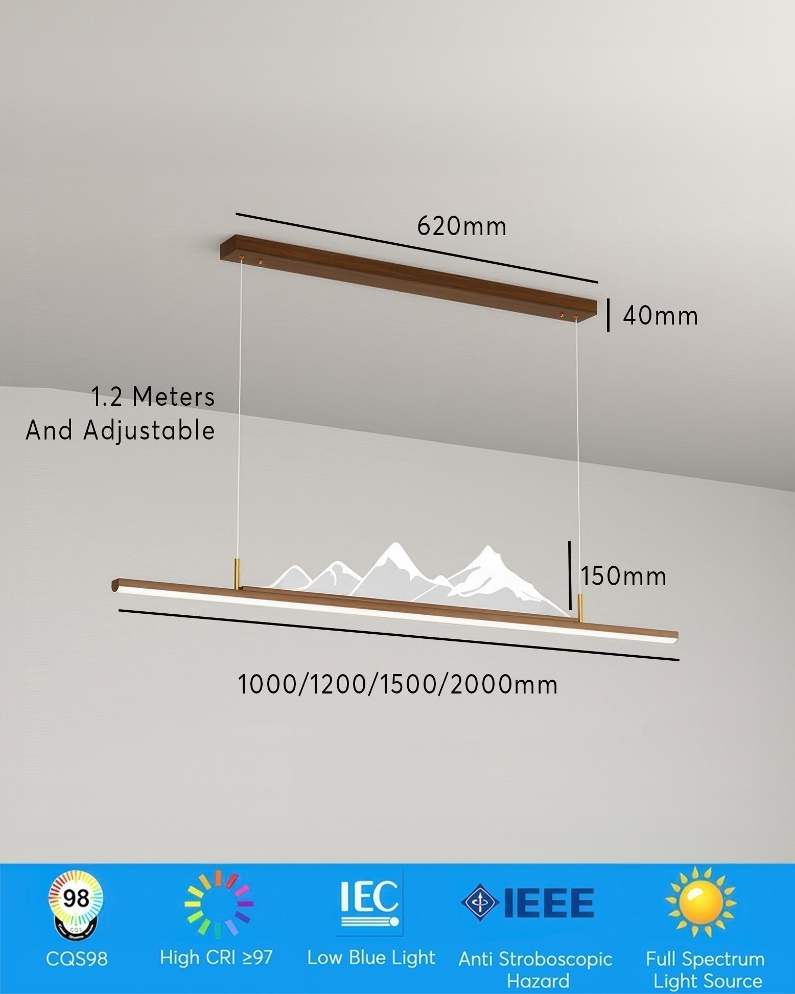 Kyara Zen Long Grain Wood Pendant Light in Japanese Style