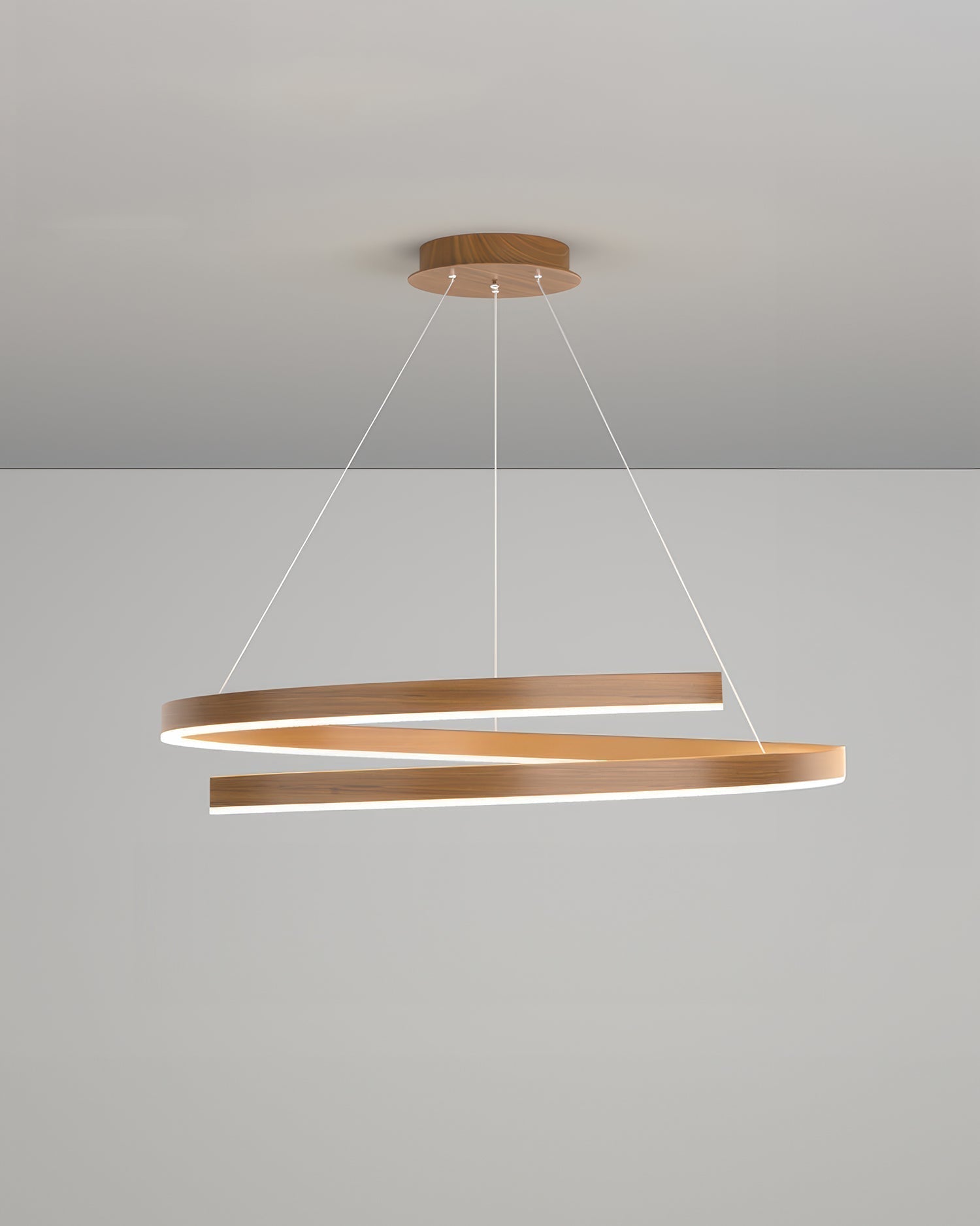 Kairo Mahogany-Style Chandelier With Adjustable Angles And Aluminum Woodgrain